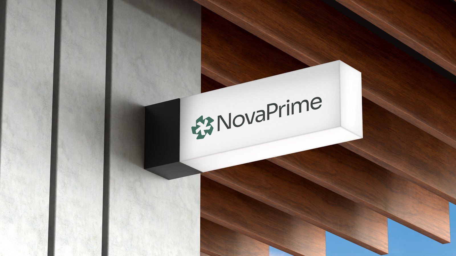 The Nova Prime Group corporate architectural facade and illuminated 3D identity